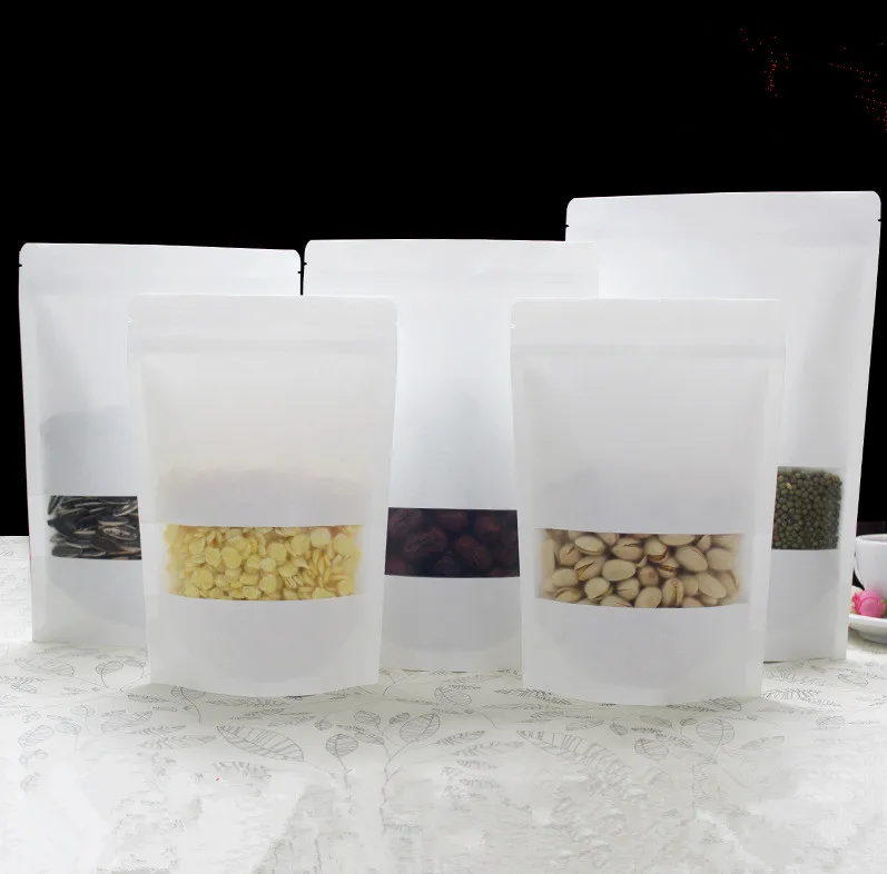 0 3 мм утолщенные стоьте вверх белые крафт-бумаги Ziplock мешки для кофе орехи закуска