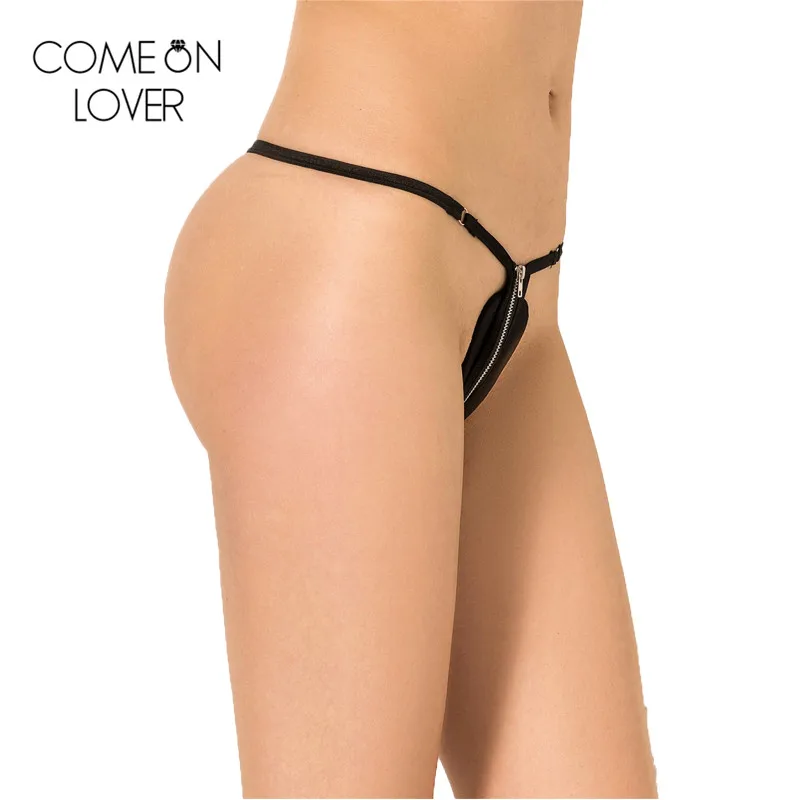 Женские трусики с молнией спереди Comeonlover черные трусики-стринги размера плюс 3XL