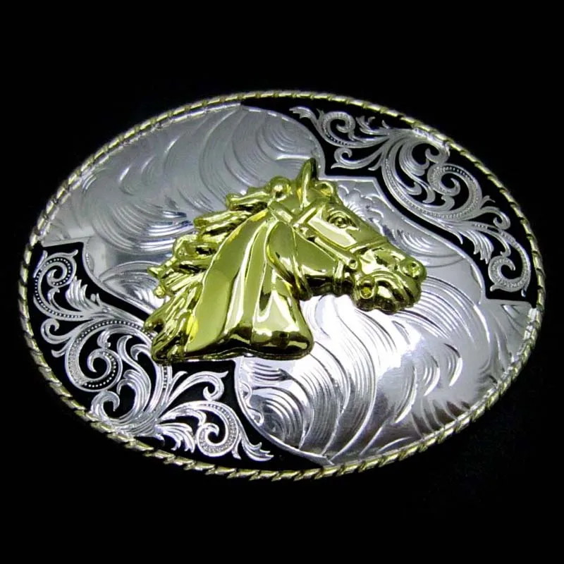 Лошадь Вестерн серебро с золотой готовой цветочной пряжкой на ремешке|belt buckle|belt