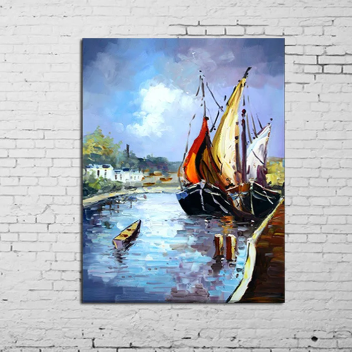 Frameless Sailing Boat Seascape Painting Hand painted Kits Paint High Quality Acrylic Painted Oil For Home Decor | Дом и сад