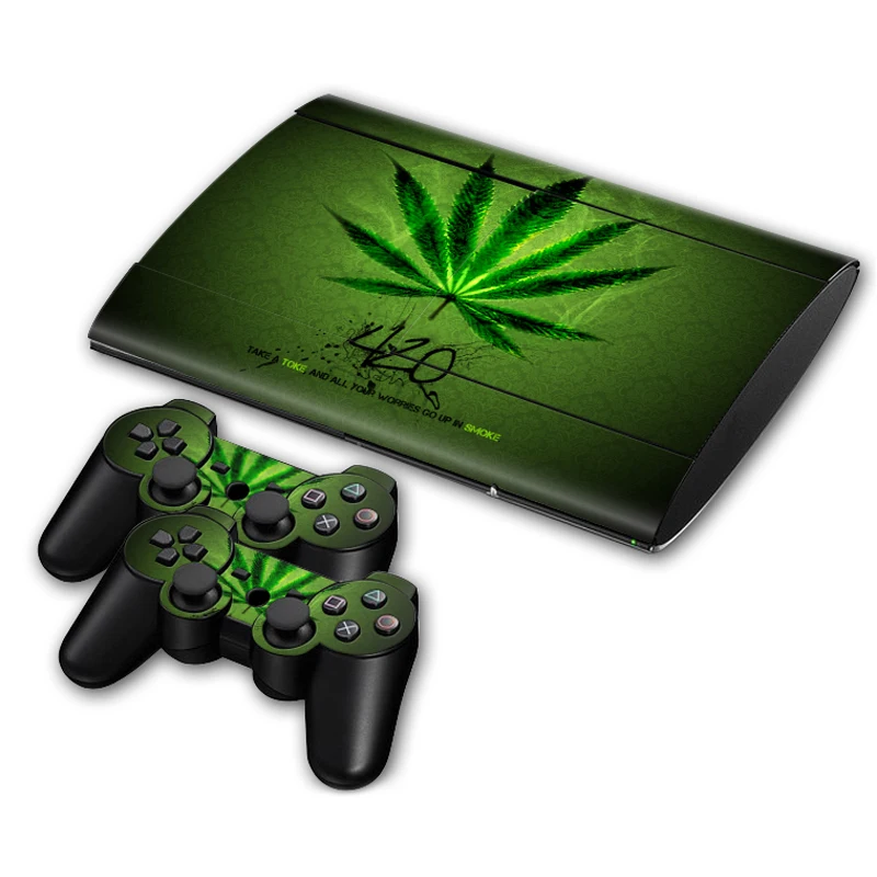 Наклейка с зелеными листьями 420 наклейка рисунком травы для PS3 Slim 4000 консоль