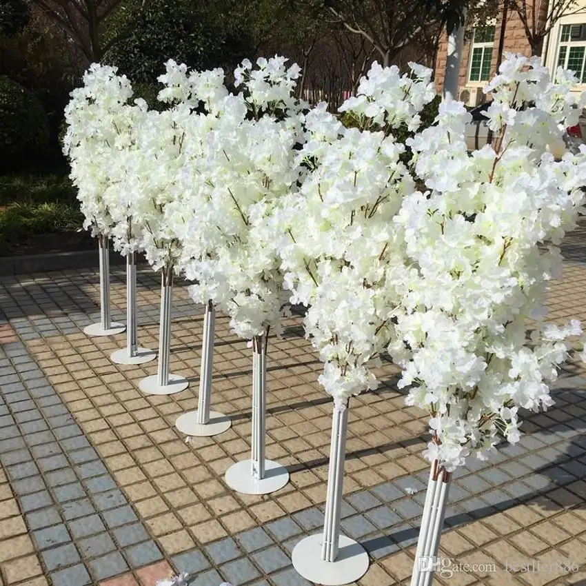 

1.5M 5feet Height White Artificial Cherry Blossom Tree Roman Column Road Leads For Wedding Mall Opened Props