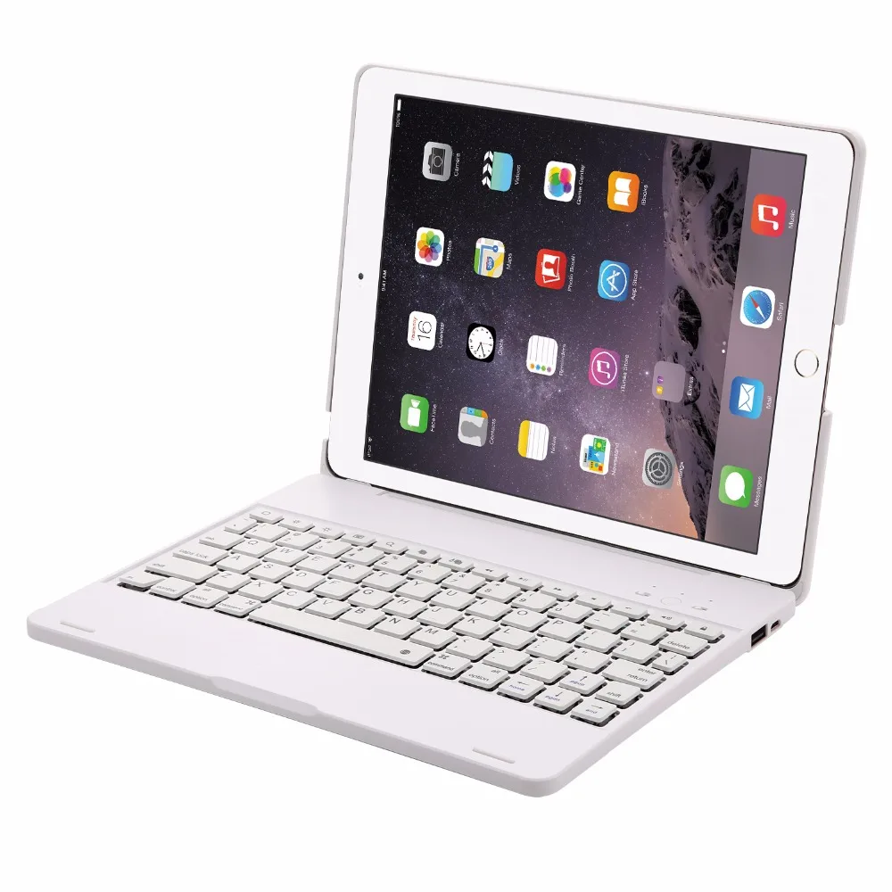 Беспроводной Bluetooth Алюминий клавиатура чехол для IPAD 2/3/4 A1376 A1395 A1397 A1458 A1459 клавиатура 7 цветов подсветка, чехол-книжка