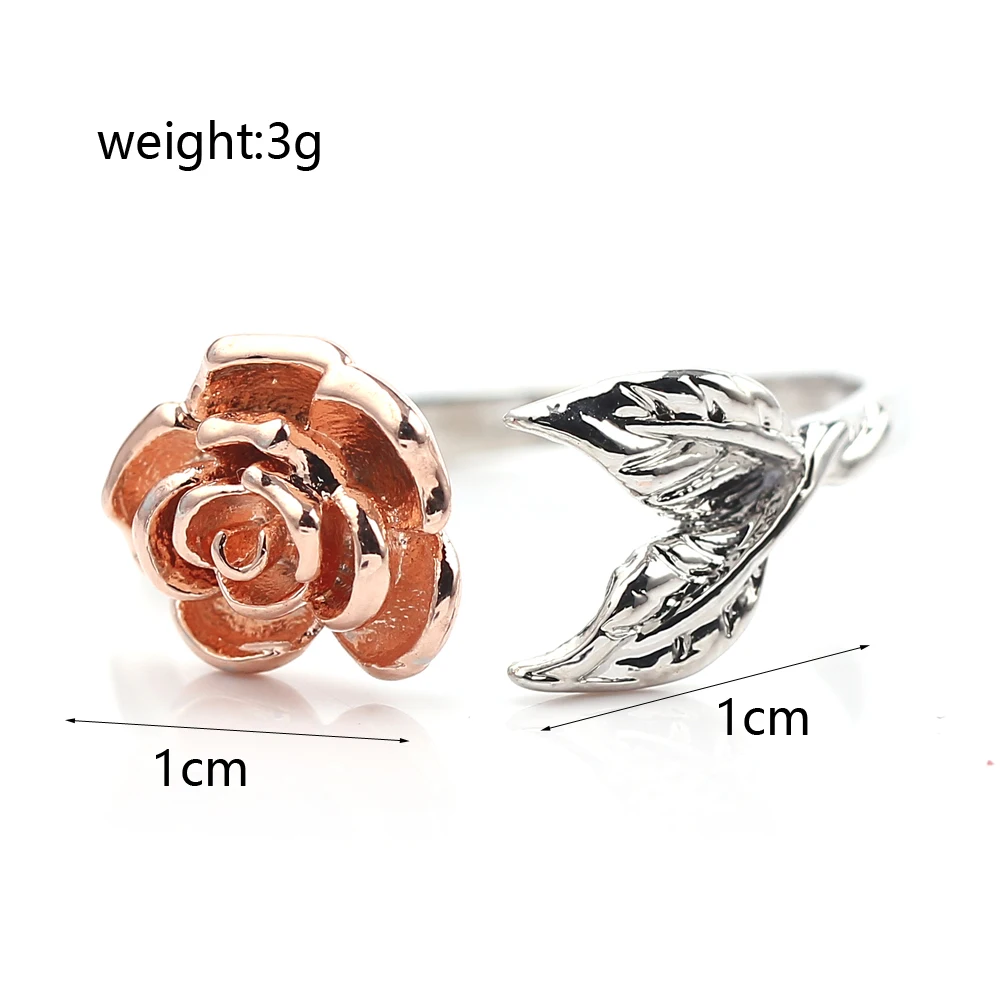 Открытые Кольца на палец регулируемые розы серебряный цвет креативные кольца