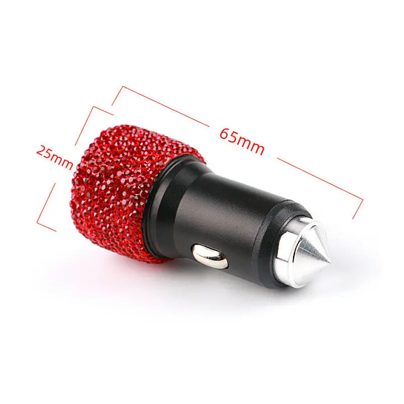Диаманта Bling Стразы Двойной Автомобильное usb-устройство для зарядки телефона Apple