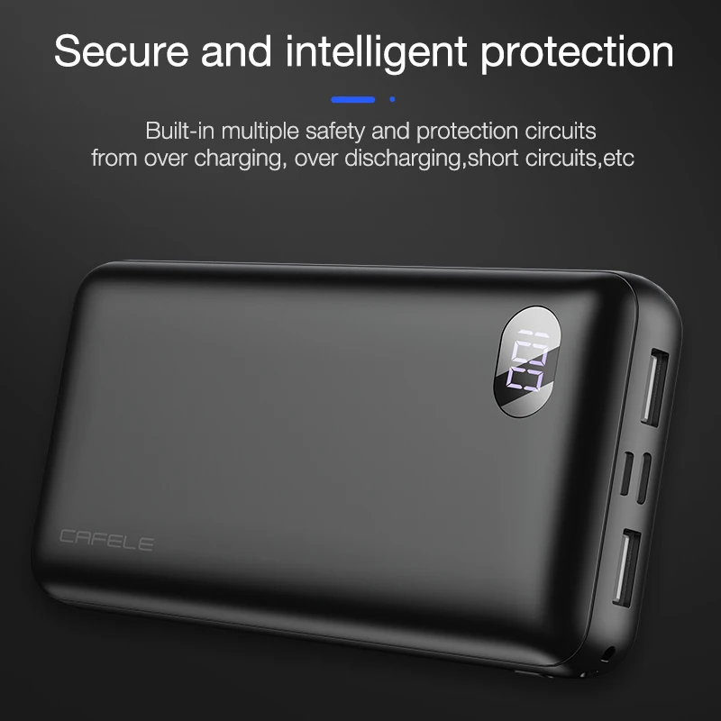 Cafele power Bank 20000 мАч светодиодный дисплей портативное зарядное устройство внешний