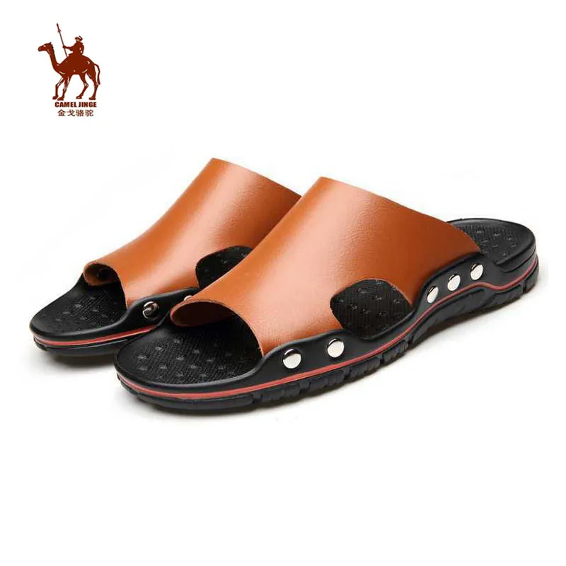 CAMEL JINGE Brand Men Outdoor Beach Slippers Sports Shoes Summer Breathable Leather Walking Men Shoes Klapki Basenowe