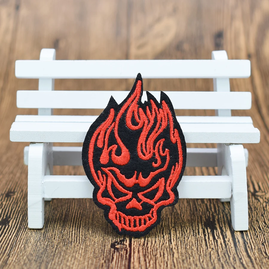 Fire Skull патчи для clothing ИК On Патчи DIY Fashion вышивка патч аппликация parches Ropa панк