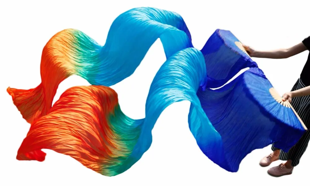 100% натуральный шелк бамбуковые ребра длинные шелковые вентиляторы для танца