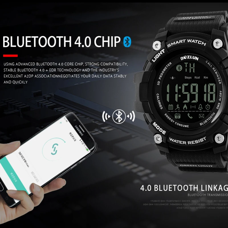 BOZLUN Bluetooth SmartWatch Sport Men Smart Watch inteligente Wearable Device Relogio Reloj 50m Waterproof Wrist Bracelet ST01 |