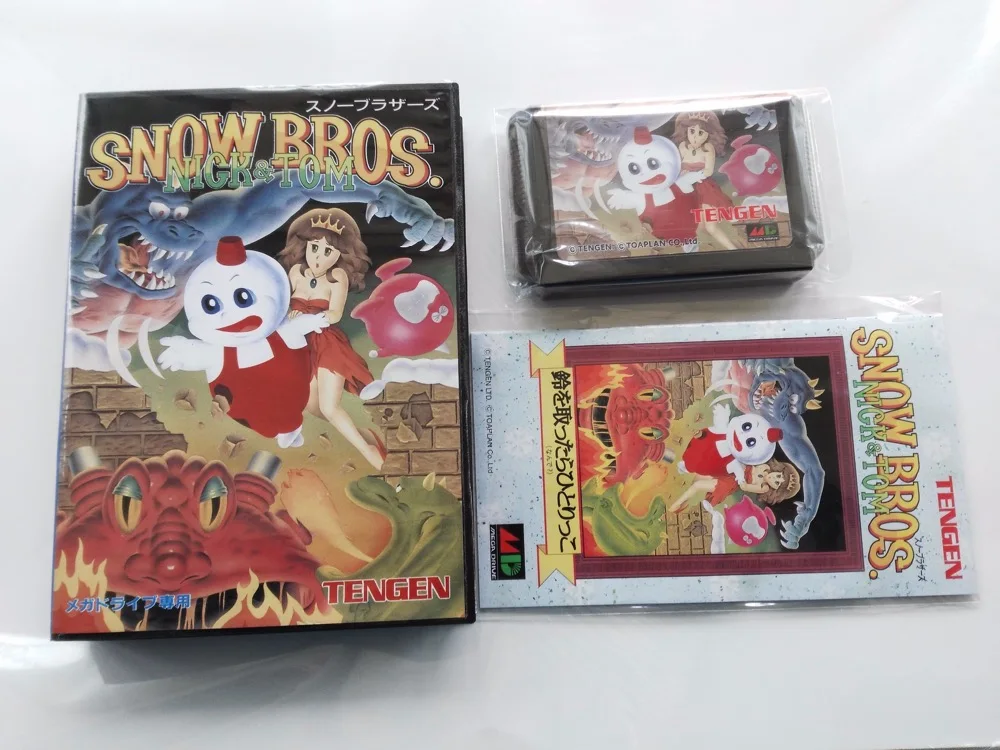 Игра MD: SNOW BROS. Ник и Том (японская версия! Коробка + инструкция картридж!) |
