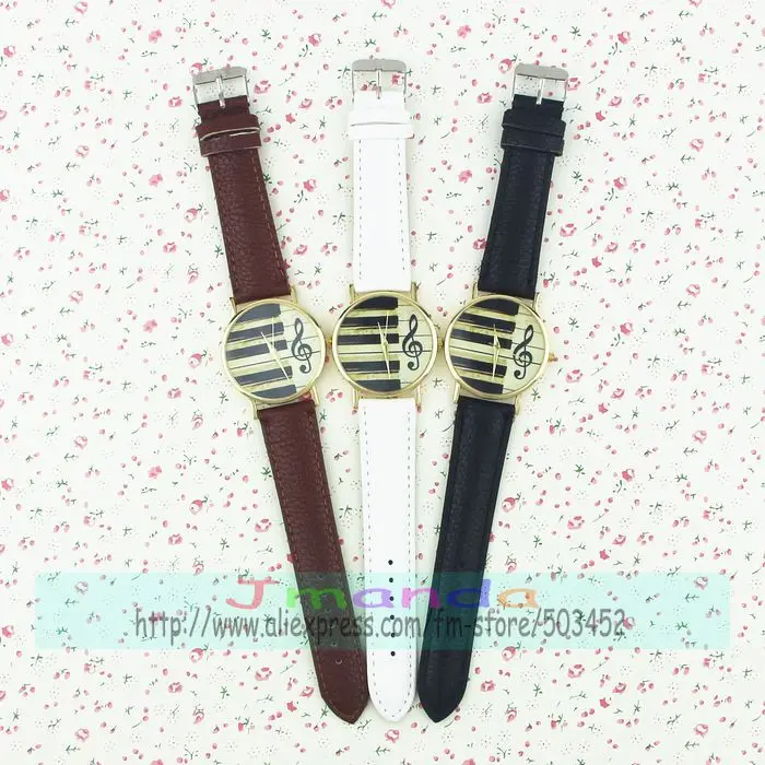 Новое поступление 100 шт./лот кожаные часы в музыкальном стиле без логотипа
