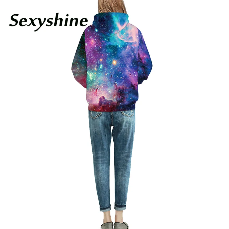 Hooded sweatshirts women 2018 new fashion spring autumn 3d Digital Print Space Galaxy men female plus size pullover hoodies tops |