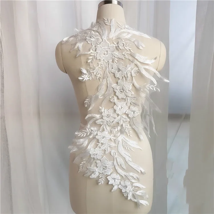 Large Gold Thread Embroidered Lace Flower Applique Patch Wedding Accessories Handmade DIY Sew on 1PC | Дом и сад