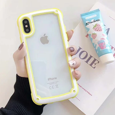 yellow Чехол для телефона GlamPhone, цветной прозрачный чехол для телефона iPhone XS Max XR XS X 8plus 8 7plus 7 6 S/6 Plus, жесткая задняя крышка - Цвет: yellow