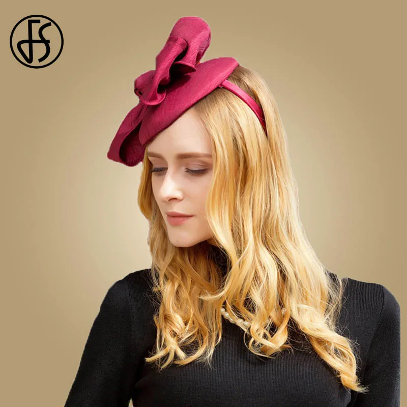 Женская шляпка Таблетка с бантом FS для церкви и торжевечерние случаев винного