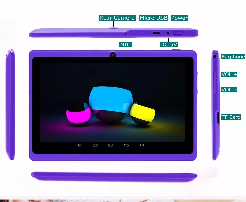 7 дюймовый планшетный ПК Google Android 4 четырехъядерный 8 Гб Двойная камера Wifi Bluetooth
