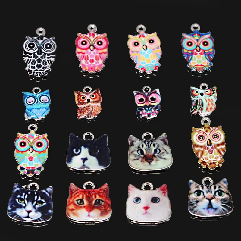 Подвески в виде животных кошек совы эмалированные подвески размер отверстия 1 5 2