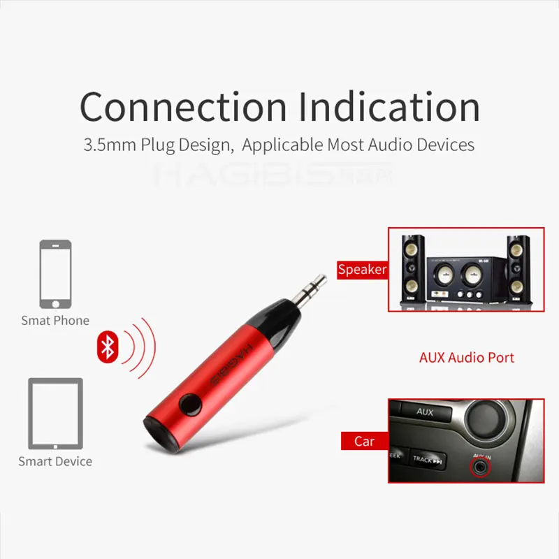 Hagibis 3,5 мм Aux Jack Беспроводной мини 4,1 Bluetooth приемник аудио Музыка адаптер для подключения внешних устройств к автомагнитоле бесплатно для наушников Динамик