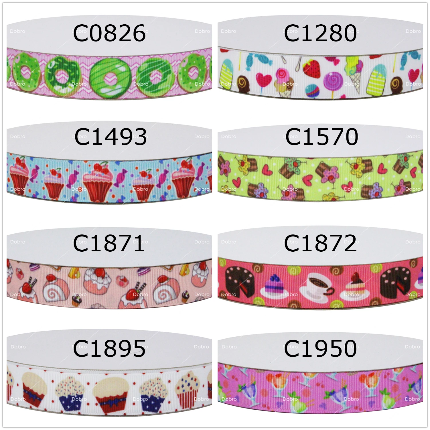 16 вариантов 7/" 22 мм Кекс Конфеты Пончик печатных Grosgrain Ленты для волос DIY детские ремесло украшение партии подарок упаковка