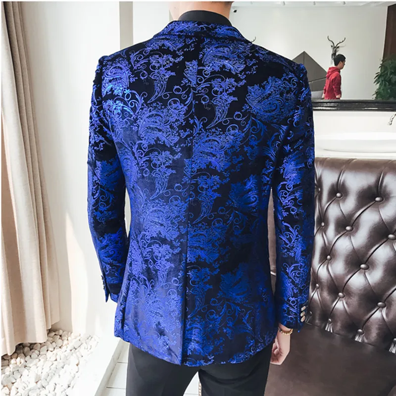 Новинка 2019 Модный повседневный мужской блейзер Boutique Velveteen/мужской синий деловой