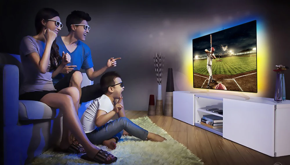 Светильник Ambi WS2812B RGB USB Светодиодная лента светильник HD tv Настольный ПК экран тыловая подсветка ws2812 лента 1 м 2 м 3 м 4 м 5 м