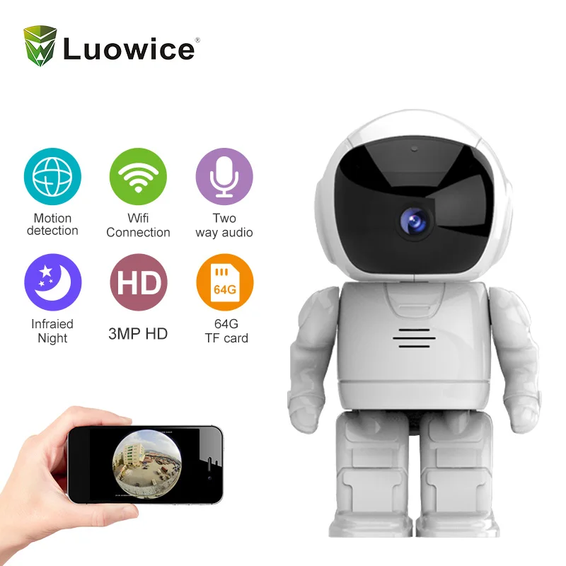 Робот камера Wifi 2 Мп HD Беспроводная ip Wi Fi ночного видения сетевая CCTV поддержка