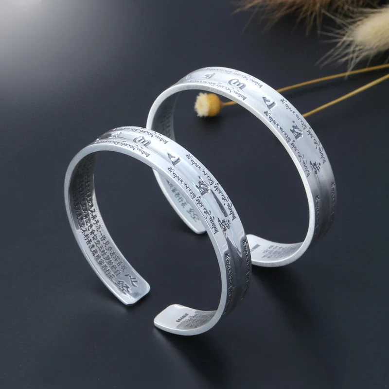 

vintage bangles for women fashion 999 pure silver bangles silver women jewellery stamping process femme bracelet and bangles