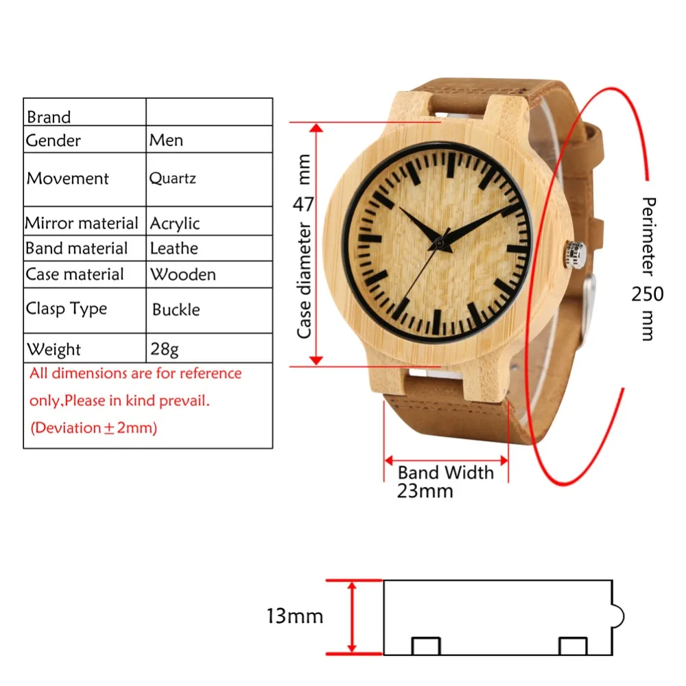 

2019 New Wooden Watch Men Leather Band Natire Lightweight Bamboo Wristwatch Simple Fashion Quartz Sport Men Wooden Watches