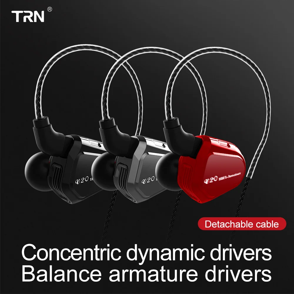 Новейший TRN V20 DD + BA Гибридный наушник для ушей HIFI DJ монитор бега спортивные