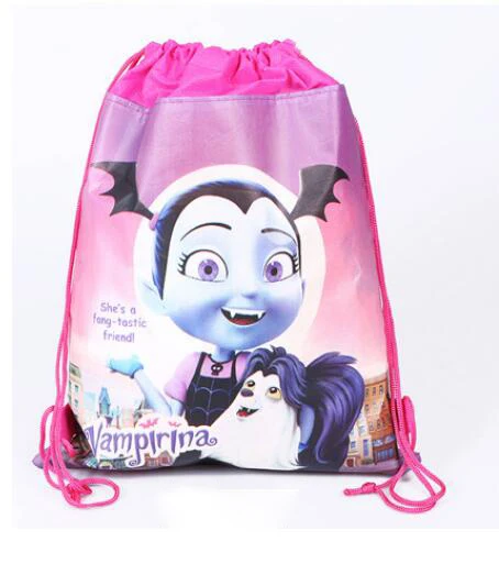 1pcs Мультфильм тролли Моана Vampirina Super Mario Bros фильм Коко Pixar Нетканые Сумки на шнурке школьный Плавательный рюкзак детский подарок - Цвет: 1pcs