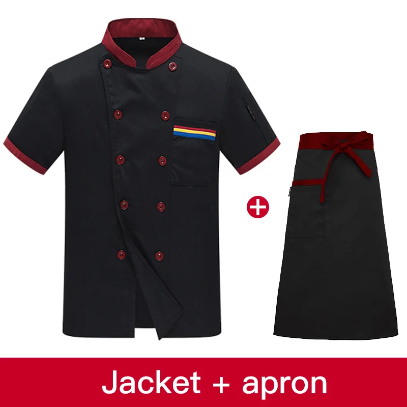 jacket apron Унисекс Кухня шеф-повар Ресторан повара рубашка Услуги хлебобулочные изделия из дышащего материала двубортная шеф-повар платье шеф-повар куртка фартук - Цвет: jacket apron