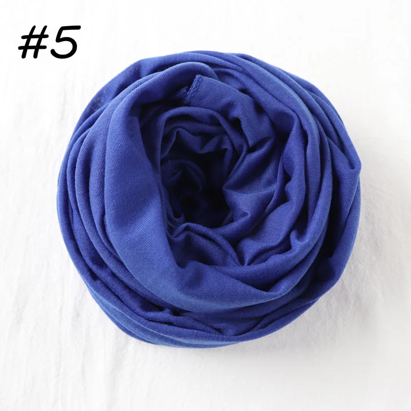 5 royal blue Один кусок Хиджаб Женский вискозный Джерси-шарф Мусульманский Исламский сплошной простой Джерси хиджабы Макси шарфы мягкие шали 70x160 см - Цвет: 5 royal blue