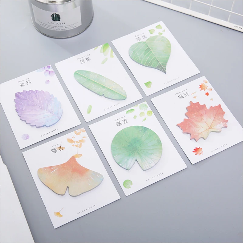 

30 Sheets Cartoon Leaves Paper Sticker Paste Memo Pad Planner Sticky Notes Post It Kawaii Stationery School Supplies Papeleria