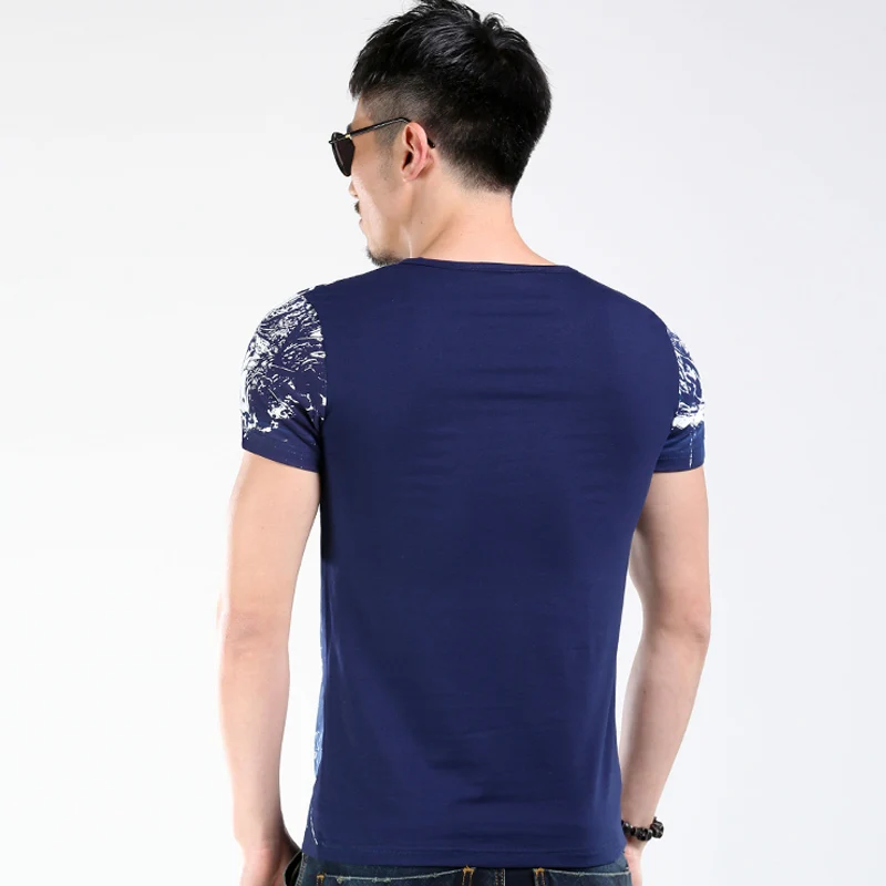 2017 новый модный бренд blue clothing men t-shirt хлопок эластичность мода забавный футболка