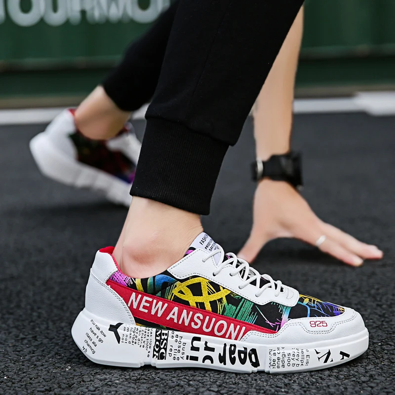 2018 Новая мода граффити обувь Мужская список Горячая Распродажа Весна и осень
