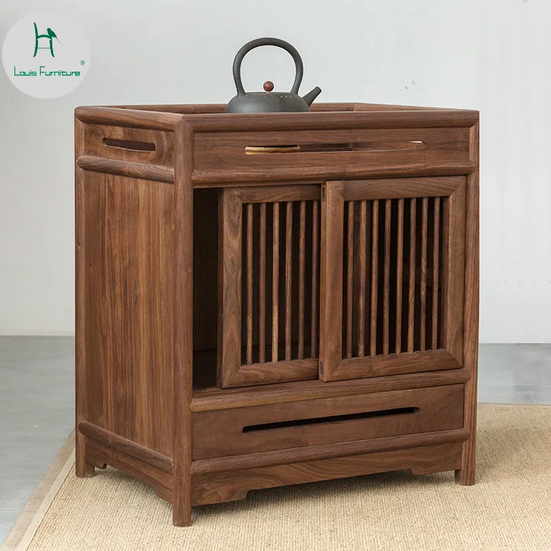 

Louis Fashion Chinese Tea Cabinet Side Solid Wood North American Black Walnut Furniture Side Low