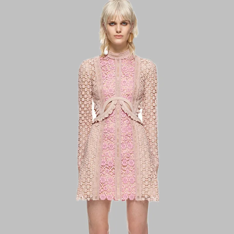 Женское кружевное платье с длинным рукавом Размеры S M L | Женская одежда