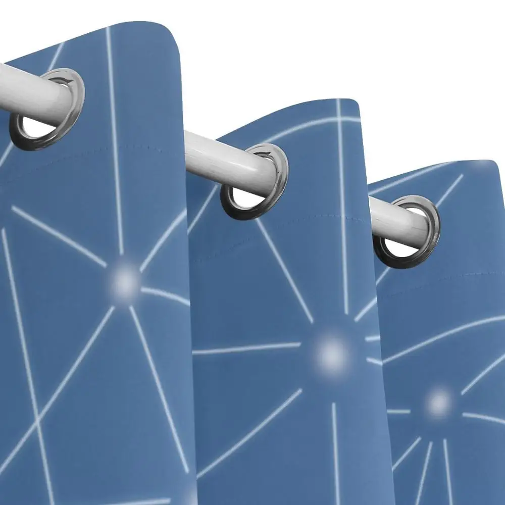 Занавески с 3d-рисунком синего цвета для окон раздвижных стеклянных дверей 55x84