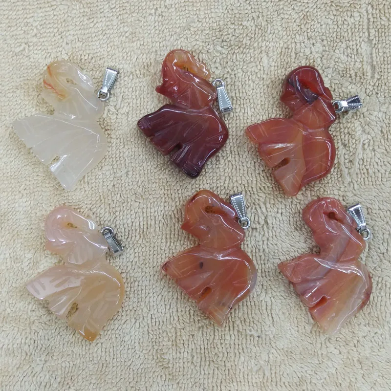 

2018 fashion natural red onyx carved animal charms elephant for necklace making pendants wholesale 6pcs/lot free shipping
