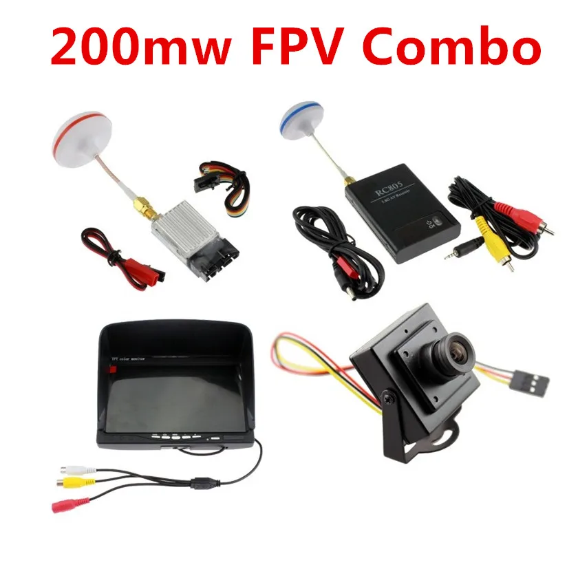 

FPV Kit COMBO 5.8Ghz 200mw Video Audio Transmitter Receiver FPV Monitor 700TVL Camera CCTV Gopro QAV250 Walkera DJI Phantom