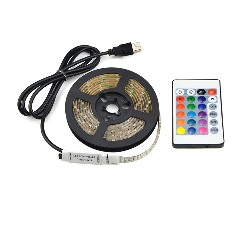 Светодиодная лента USB RGB велосипедная ТВ 3528/2835 SMD 5 в 1 м 2 3 4 пульт дистанционного