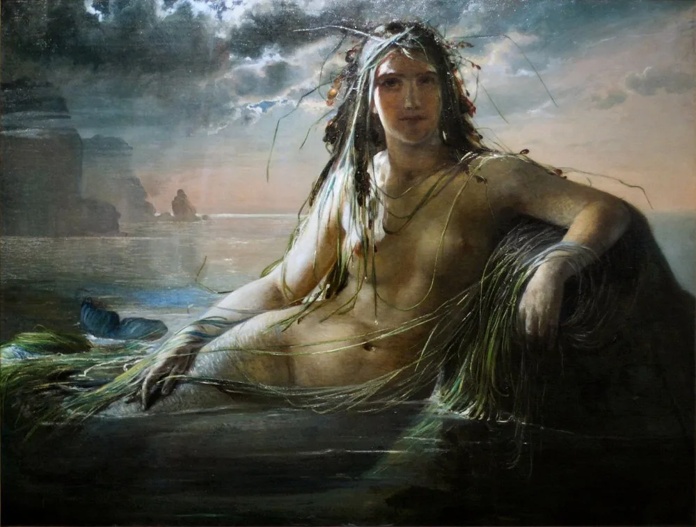 

Modern Wall Art Oil Painting Handpainted on Canvas for Home Decoration Mermaid Painting High Quality No Framed