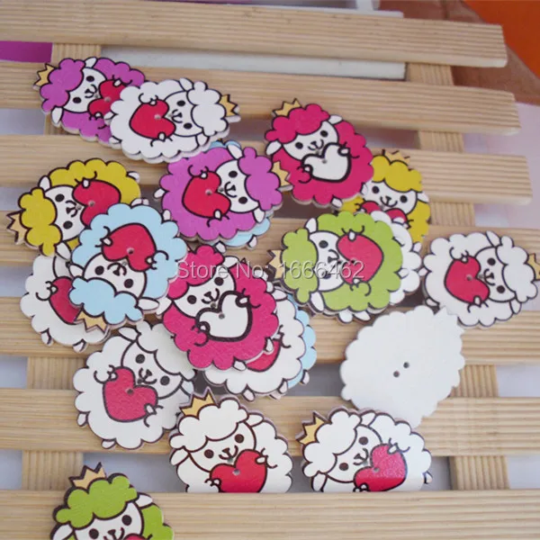 Деревянные швейные пуговицы для скрапбукинга овцы в случайном порядке с двумя