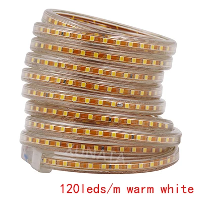 120leds warm white 276 светодиодов/м трехрядная Светодиодная лента 2835, 220 В, 240 в, водонепроницаемая светодиодная лента, теплый белый свет, домашнее декоративное освещение, Новинка - Испускаемый цвет: 120leds warm white