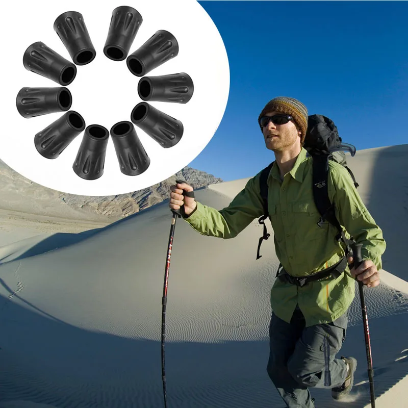 10pcs/set Hiking Pole Replacement Tips Trekking Protector Walking Stick Head Protect | Спорт и развлечения