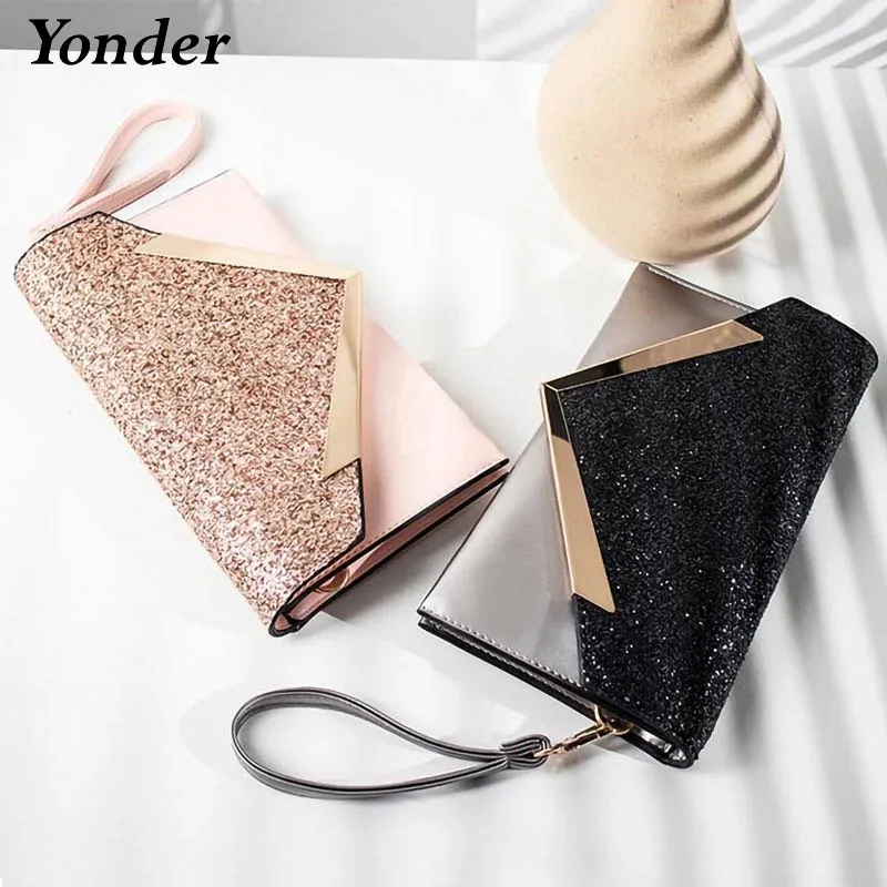 Yonder, женская сумка, вечерние, свадебные, женские клатчи, женская вечерняя маленькая сумка-мессенджер на плечо, кошельки и сумочки, золотые, черные/розовые
