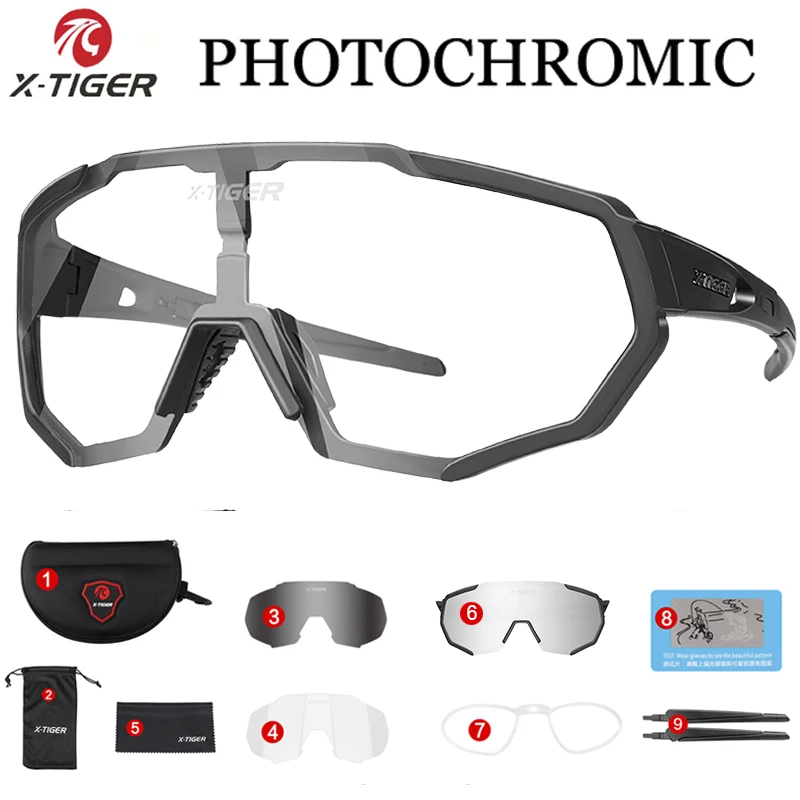Photochromic 001 Фотохромные 3 велосипедные очки со сменными линзами Спортивная одежда для гор велосипедные солнцезащитные очки велосипедные очки для близорукости рамка - Цвет: Photochromic 001
