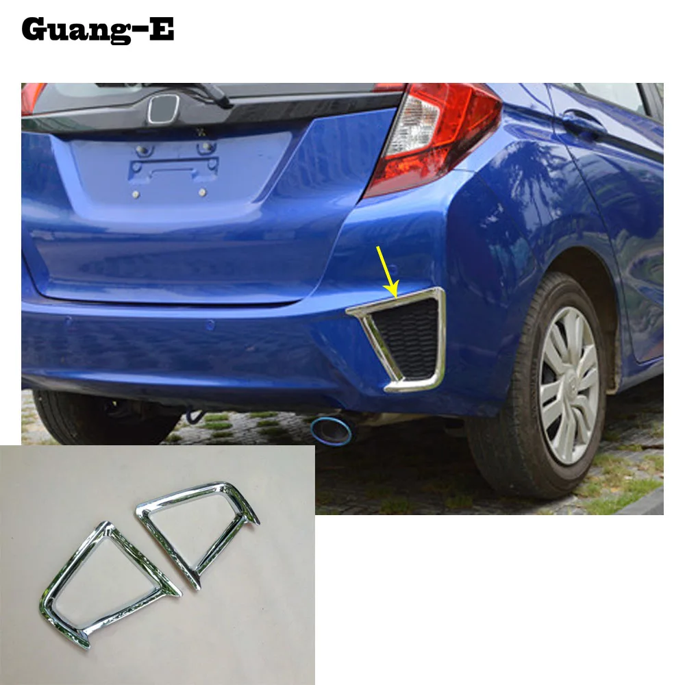 car body abs chrome fiber cover trim back tail rear fog light lamp frame stick part 2pc for honda fit jazz 2014 2015 2016 2017 free global shipping