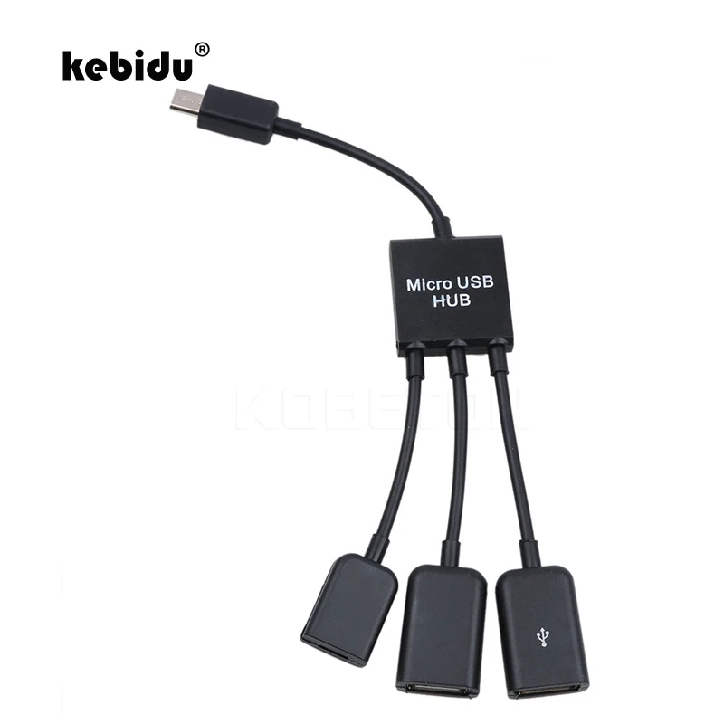 Кабель адаптер kebidu Mini 3 в 1 Micro usb хаб с портами концентратор OTG преобразователь